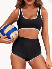 Plus Size Women's Sports Bikini (Option: Black-1XL)